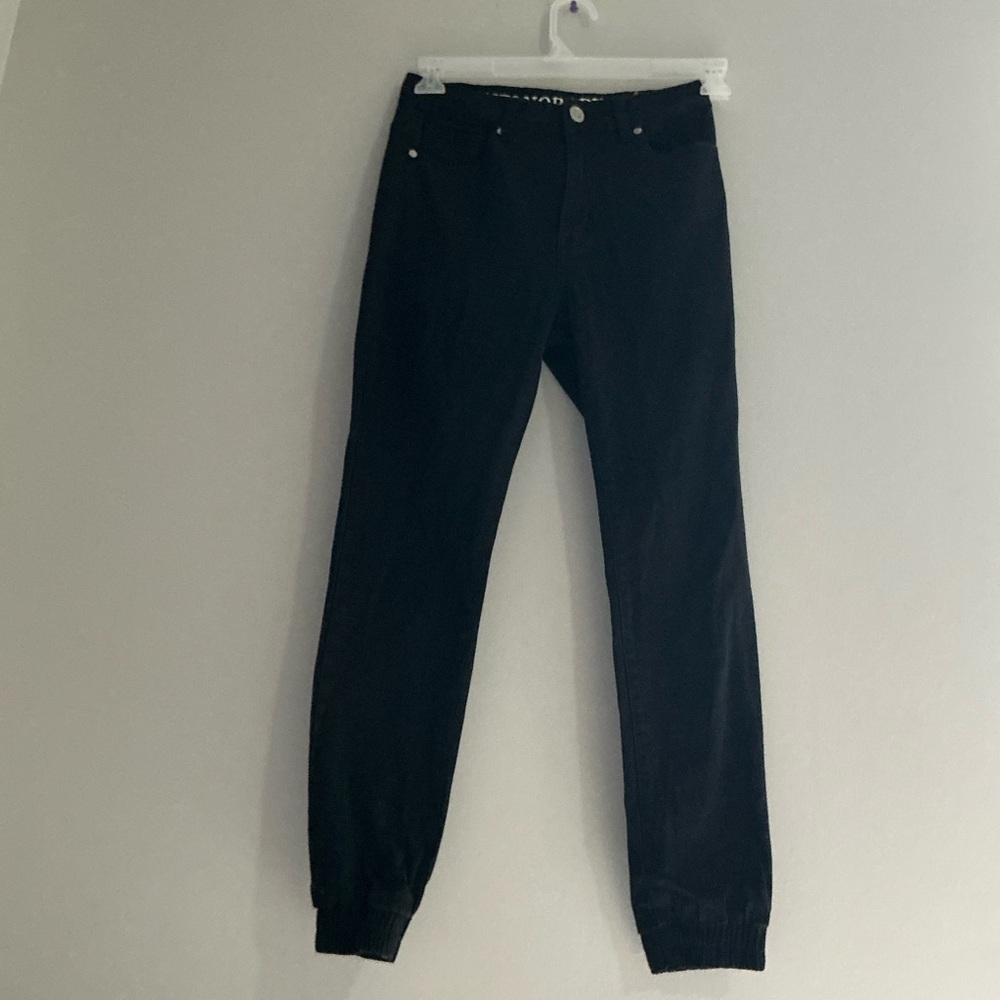 Girls Anti Nobody Black Denim Jogger Jeans Size 7/8 Elastic Ankle